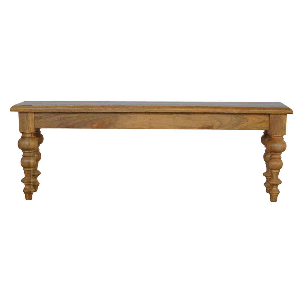 Solid Wood low Bench with Turned Feet