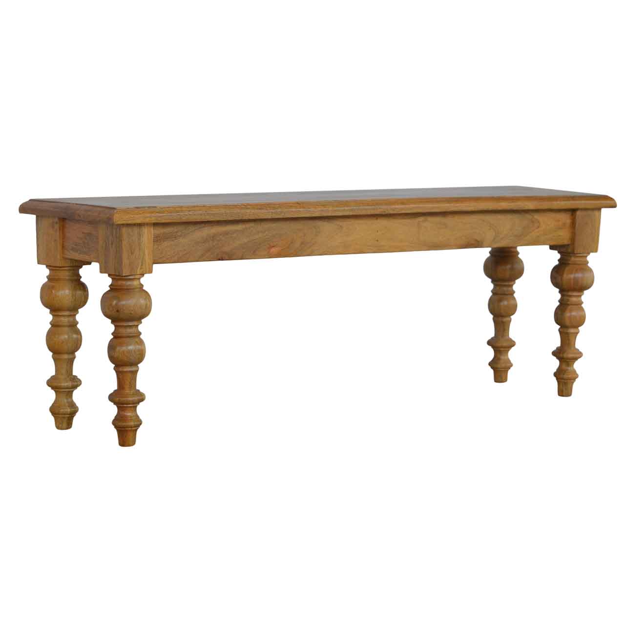 Solid Wood low Bench with Turned Feet