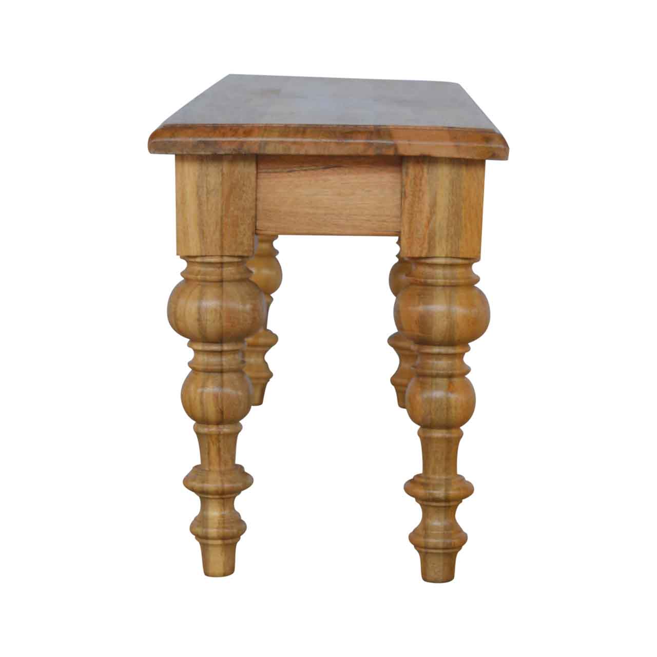 Solid Wood low Bench with Turned Feet