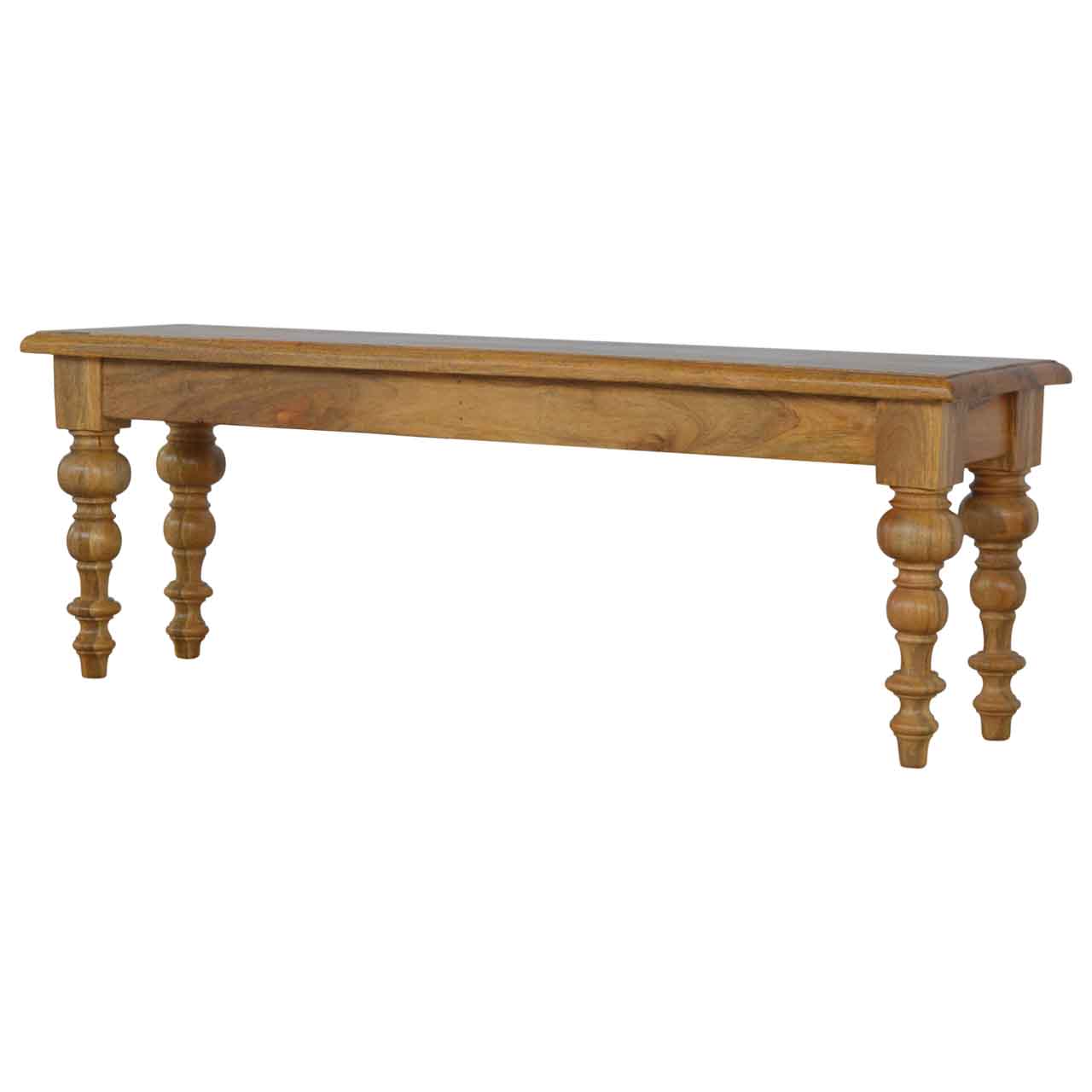 Solid Wood low Bench with Turned Feet