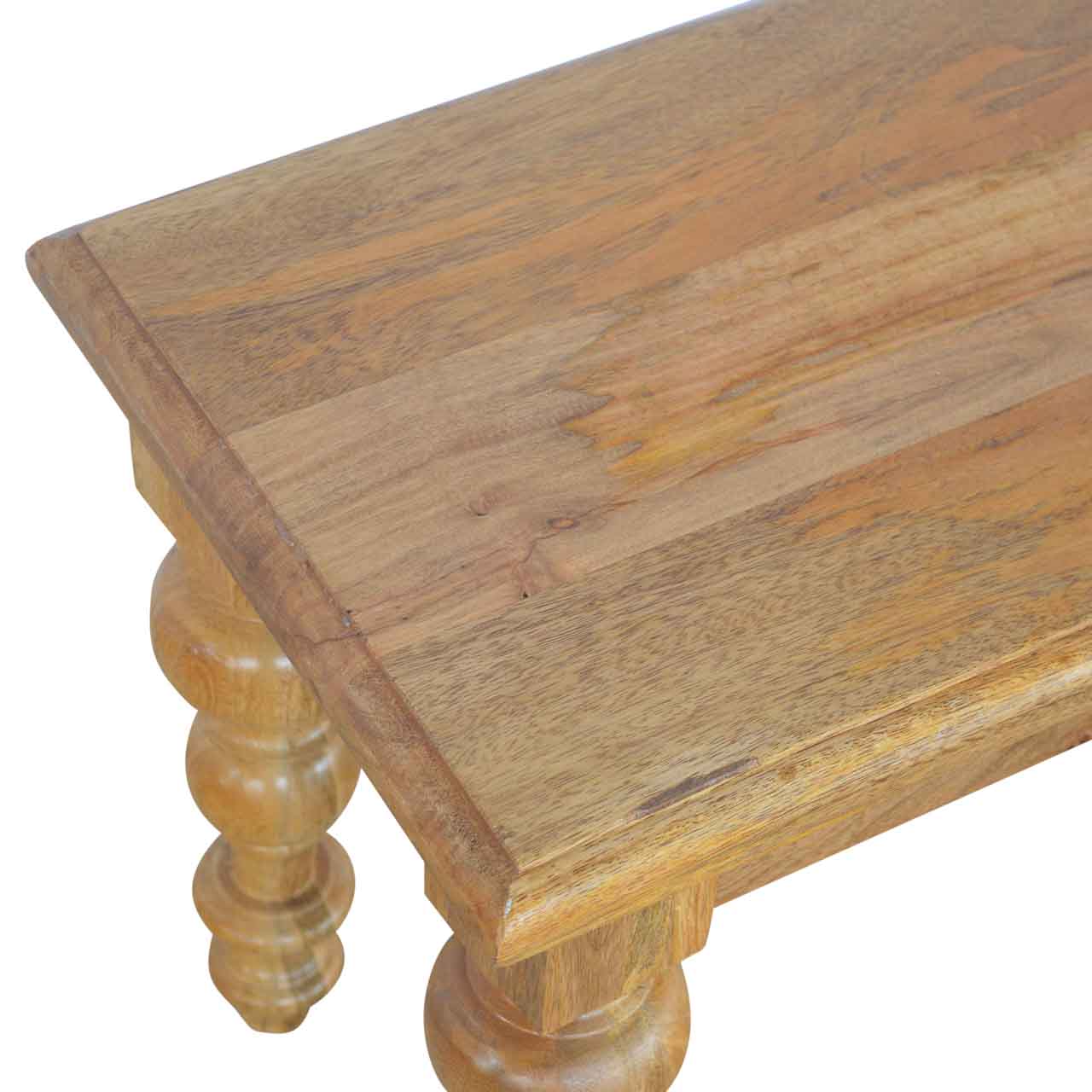 Solid Wood low Bench with Turned Feet