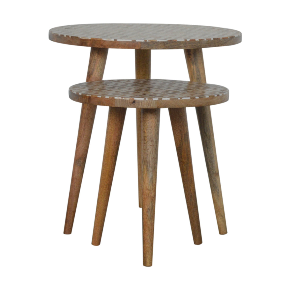 White Pattern Footstool Set of 2