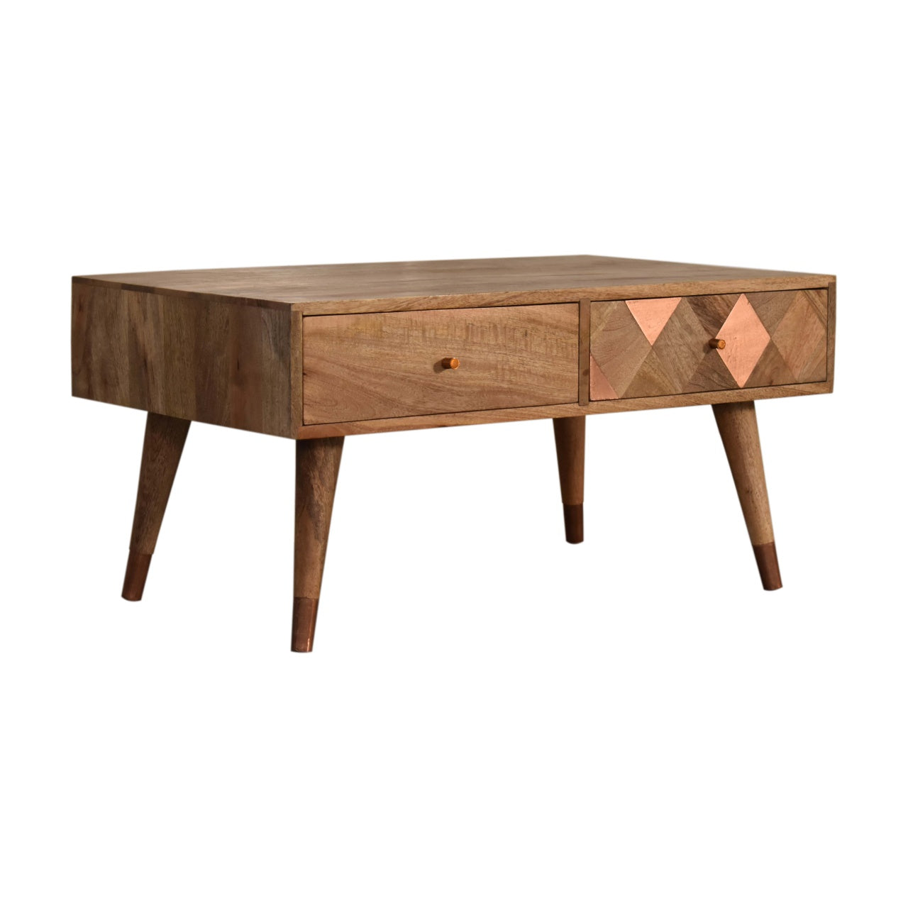 Oak-Style Copper Inlay Coffee Table