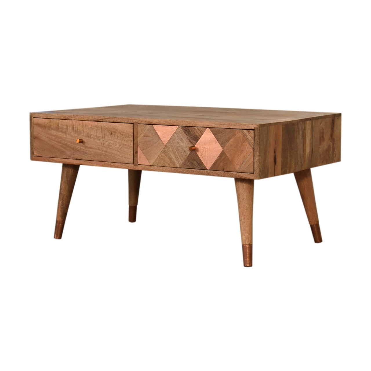 Oak-Style Copper Inlay Coffee Table