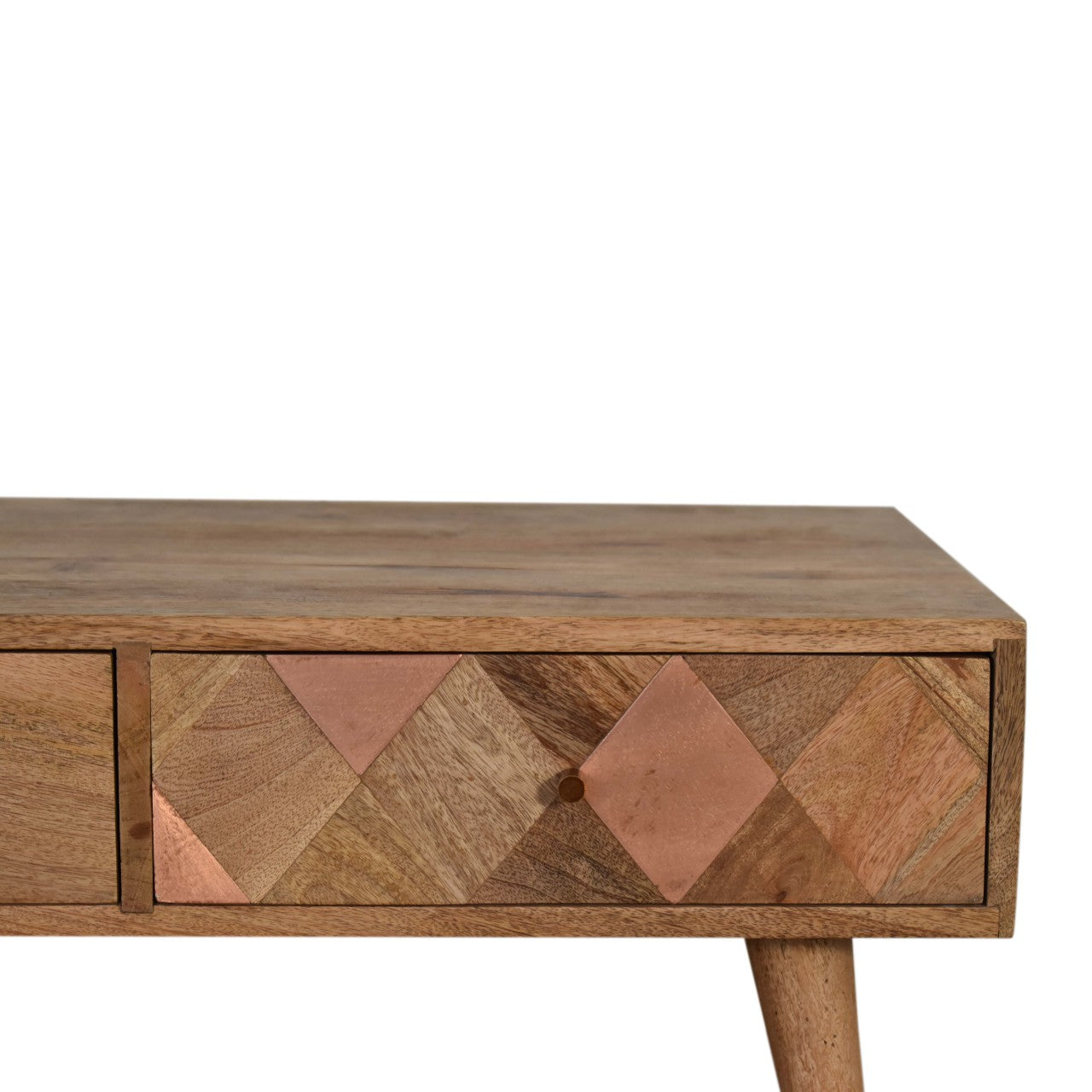 Oak-Style Copper Inlay Coffee Table