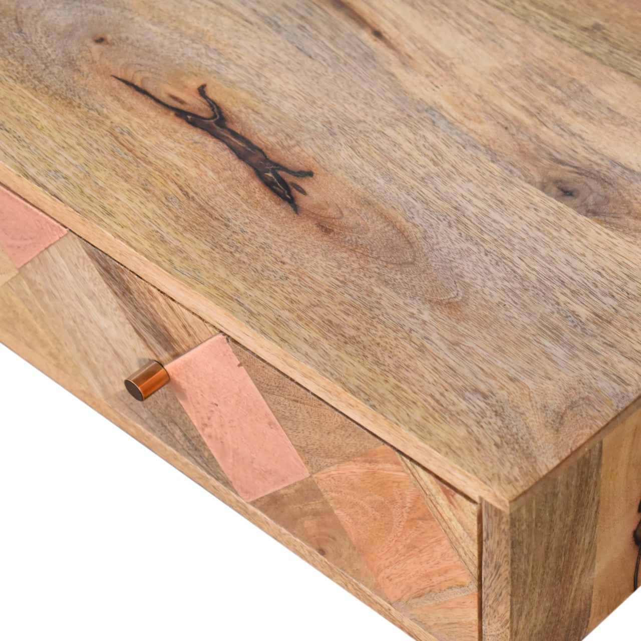 Oak-Style Copper Inlay Coffee Table