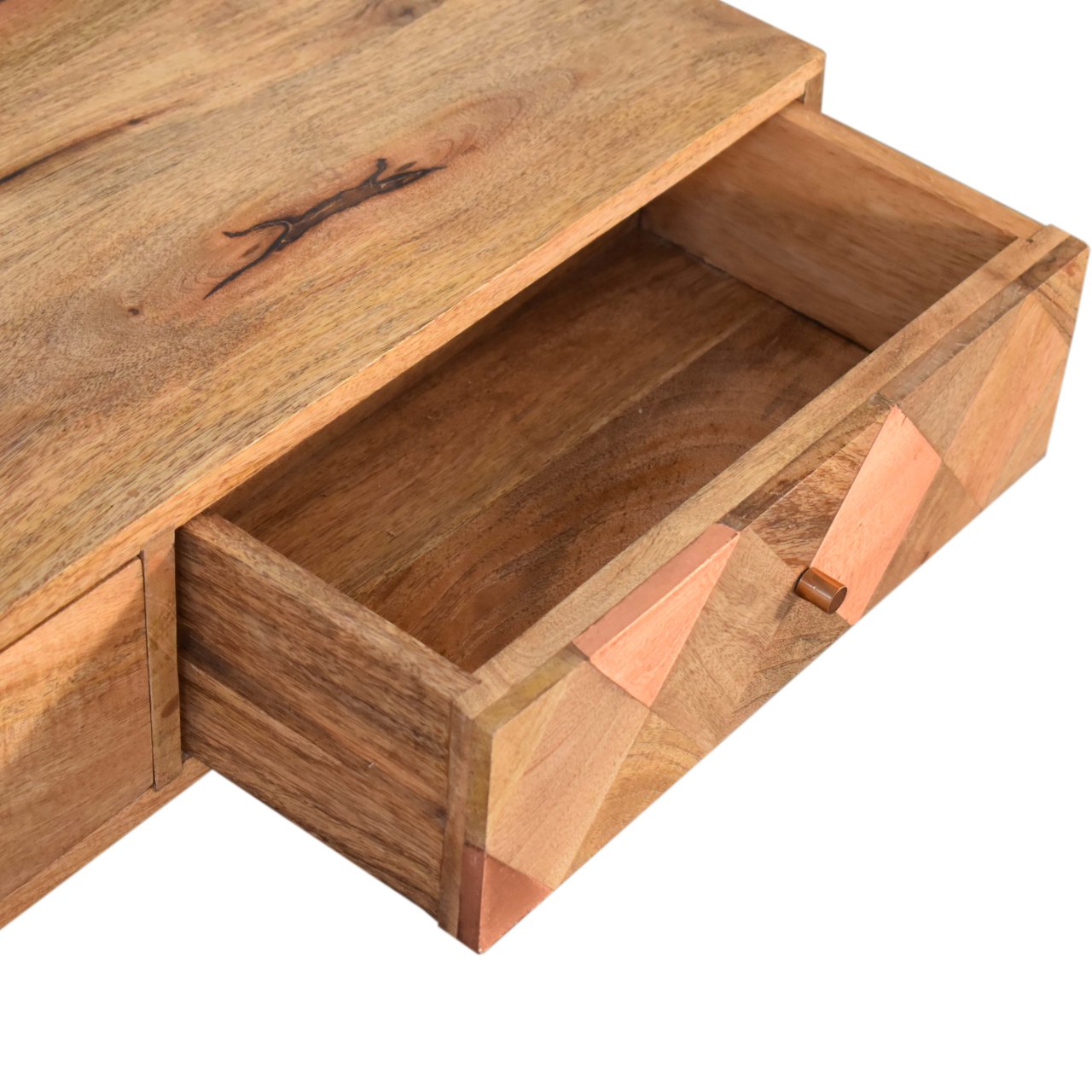 Oak-Style Copper Inlay Coffee Table