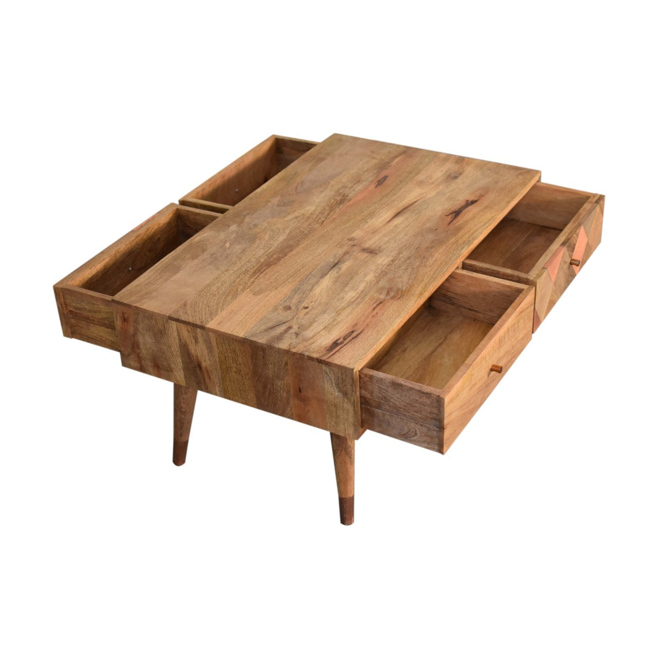 Oak-Style Copper Inlay Coffee Table