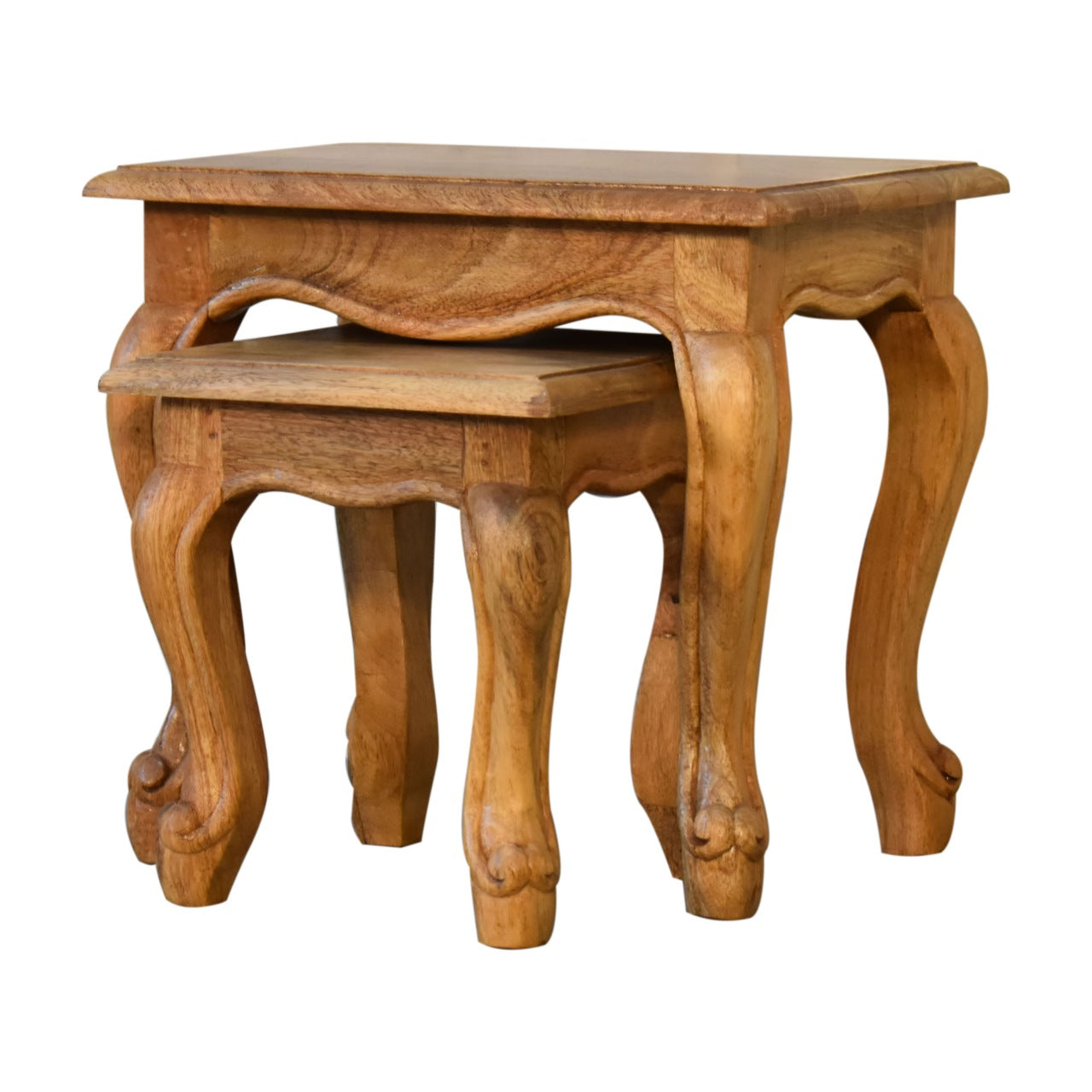 Oak-Style French Style Stool Set