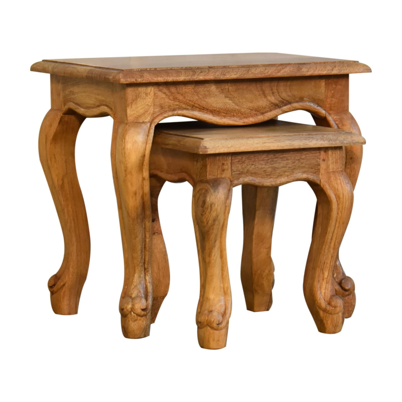 Oak-Style French Style Stool Set