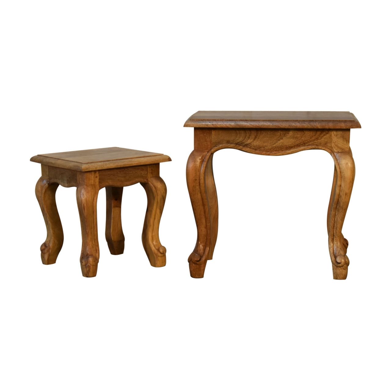 Oak-Style French Style Stool Set