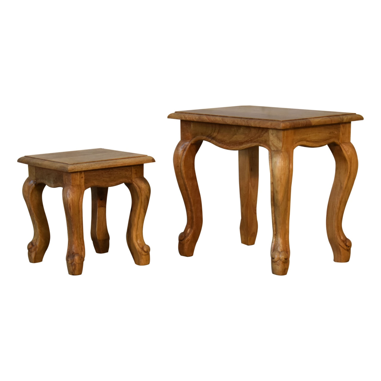 Oak-Style French Style Stool Set