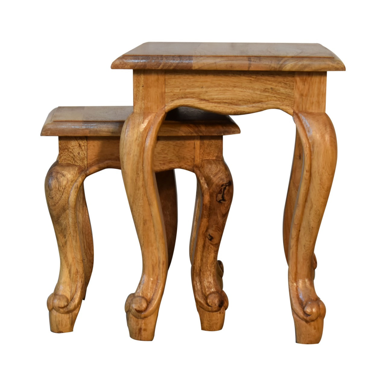 Oak-Style French Style Stool Set