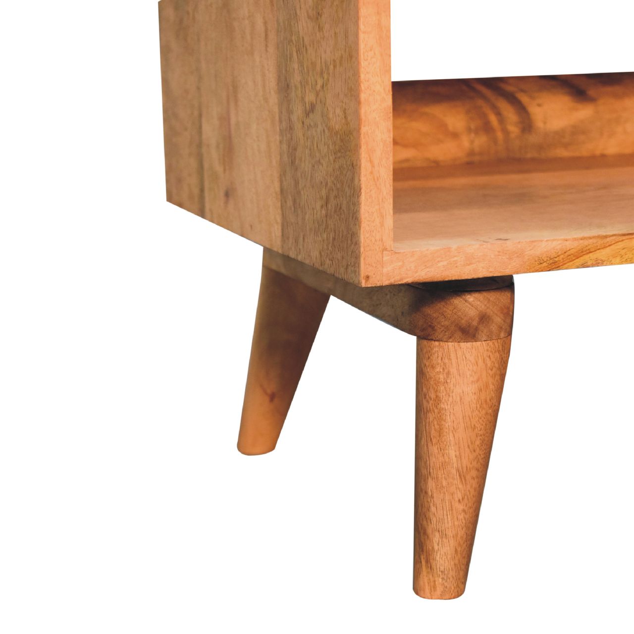 Oak-Style Bench with Tan Leather Padded Seat