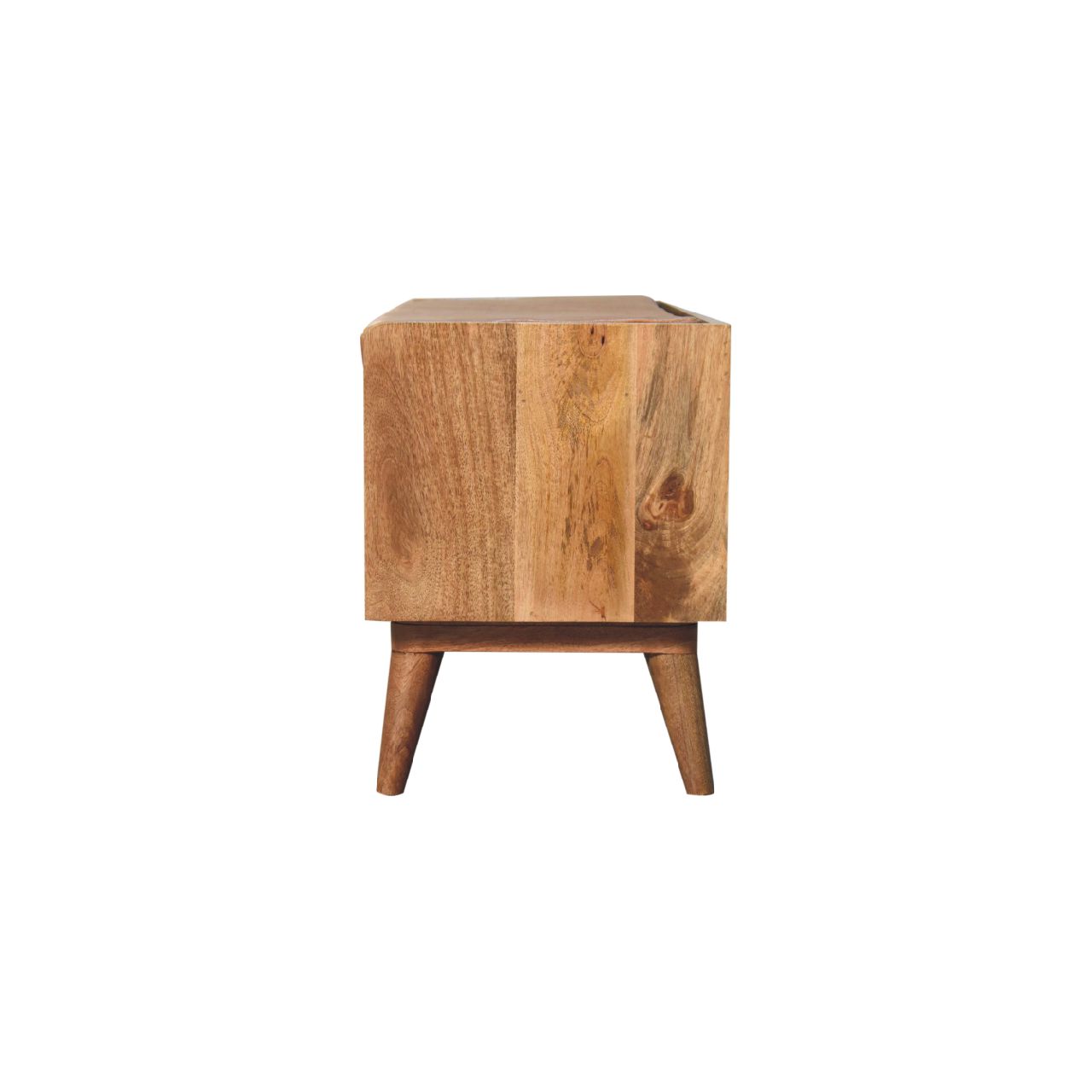 Oak-Style Bench with Tan Leather Padded Seat