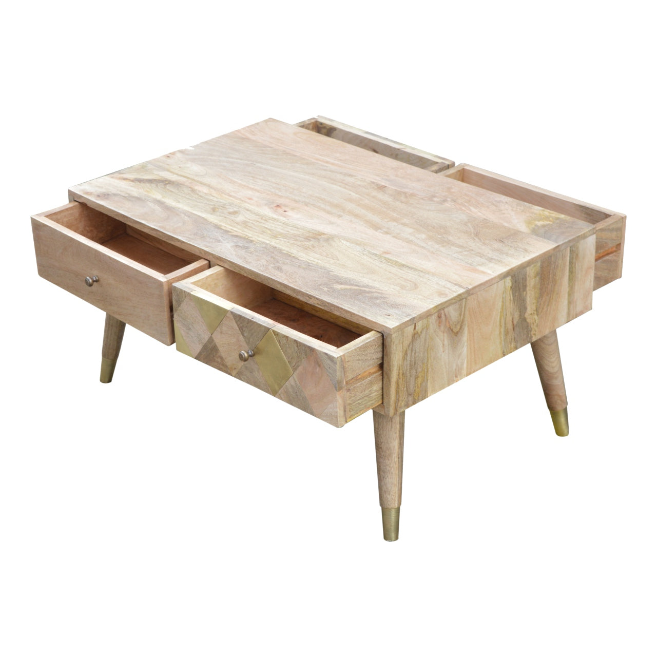 Oak-Style Gold Inlay Coffee Table