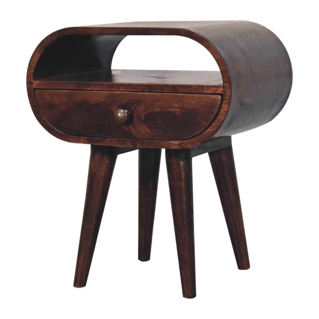 California Walnut Circular Bedside with open area