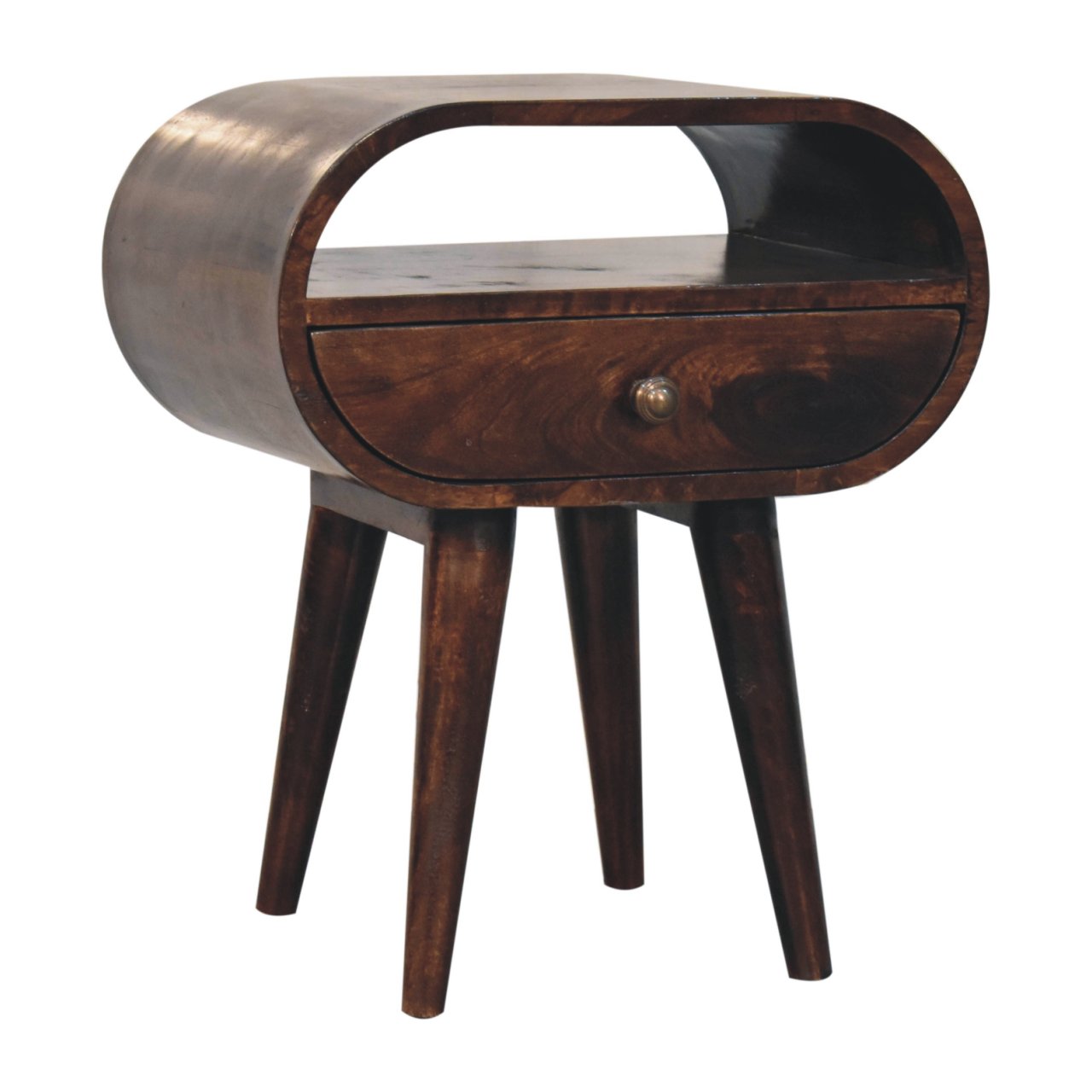 California Walnut Circular Bedside with open area