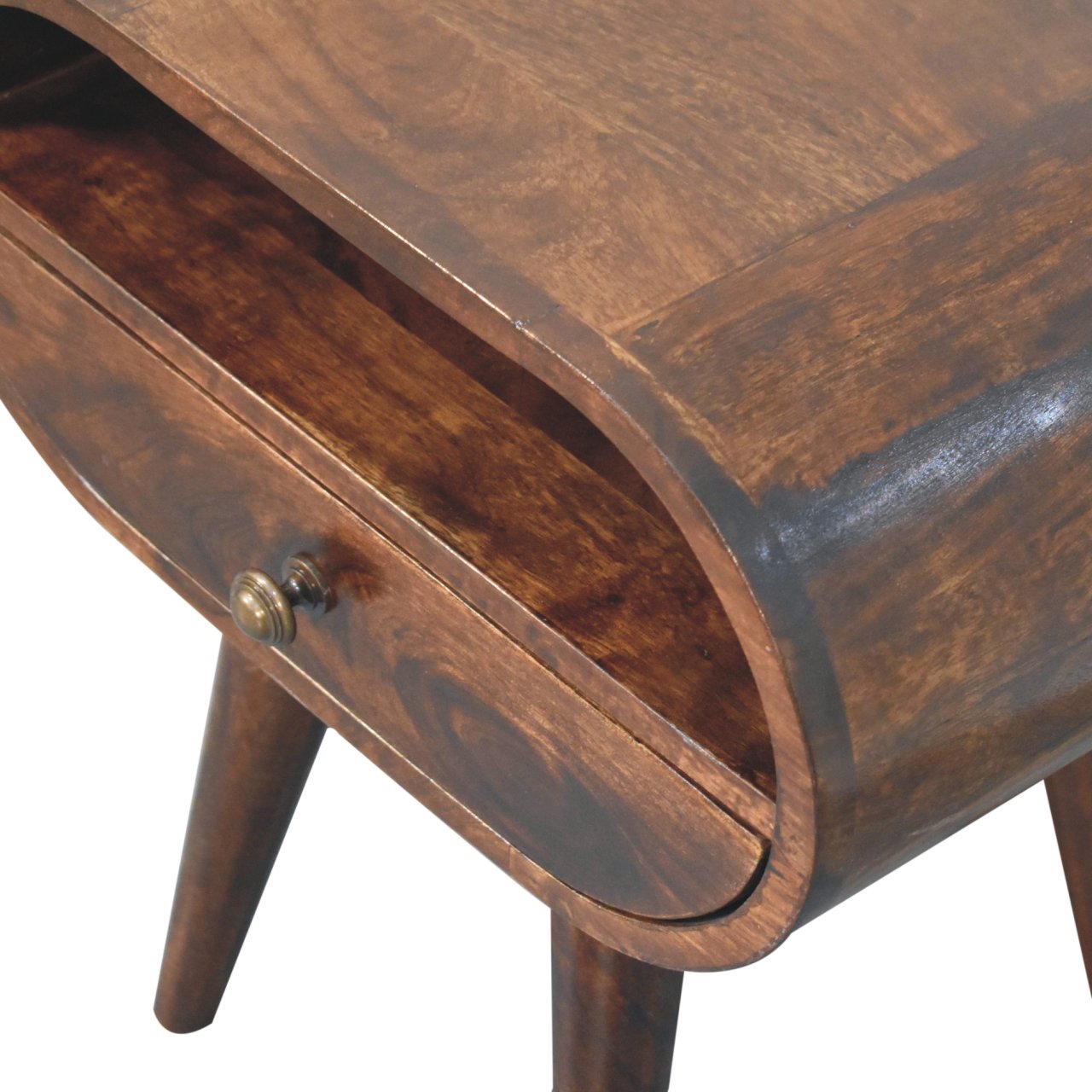 California Walnut Circular Bedside with open area