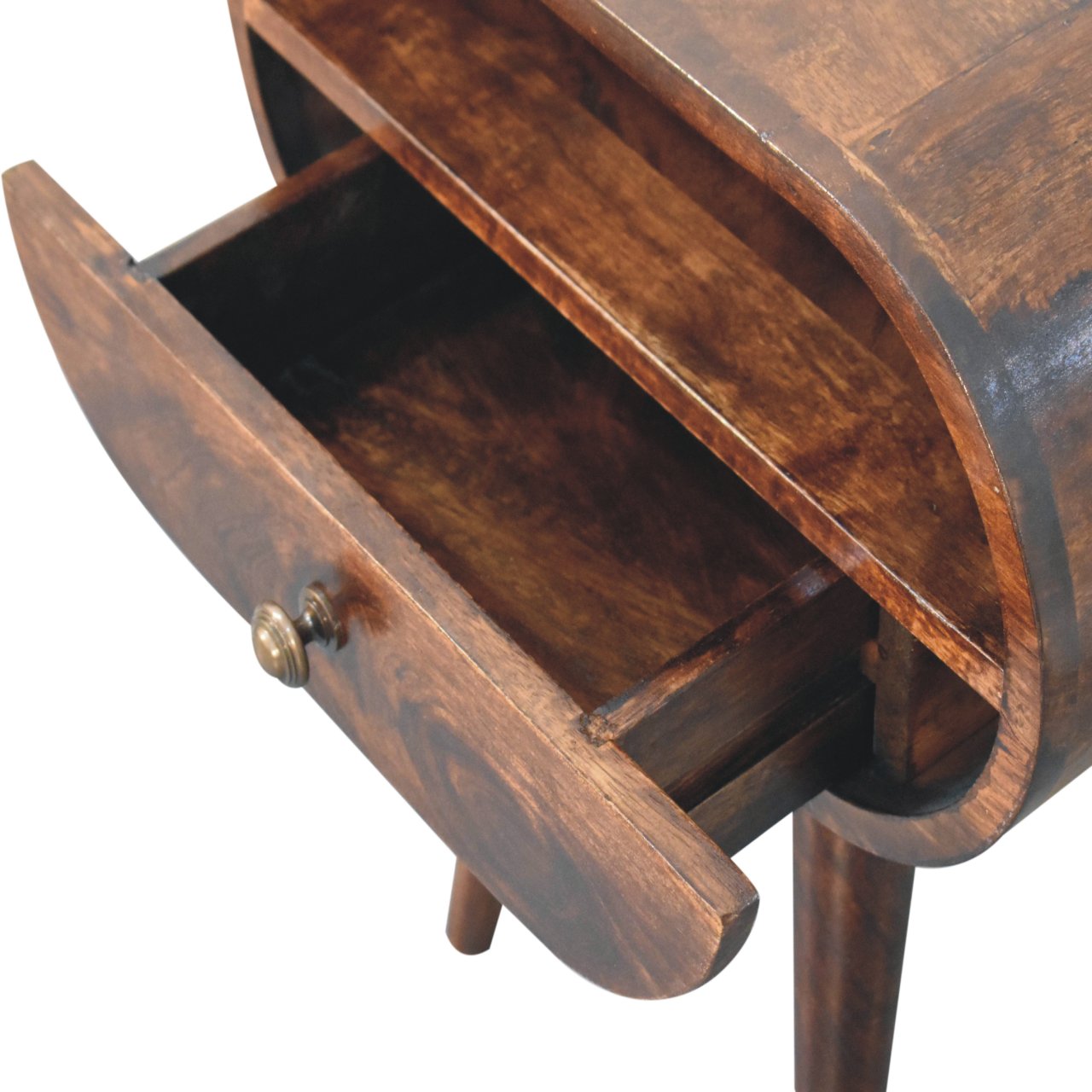 California Walnut Circular Bedside with open area