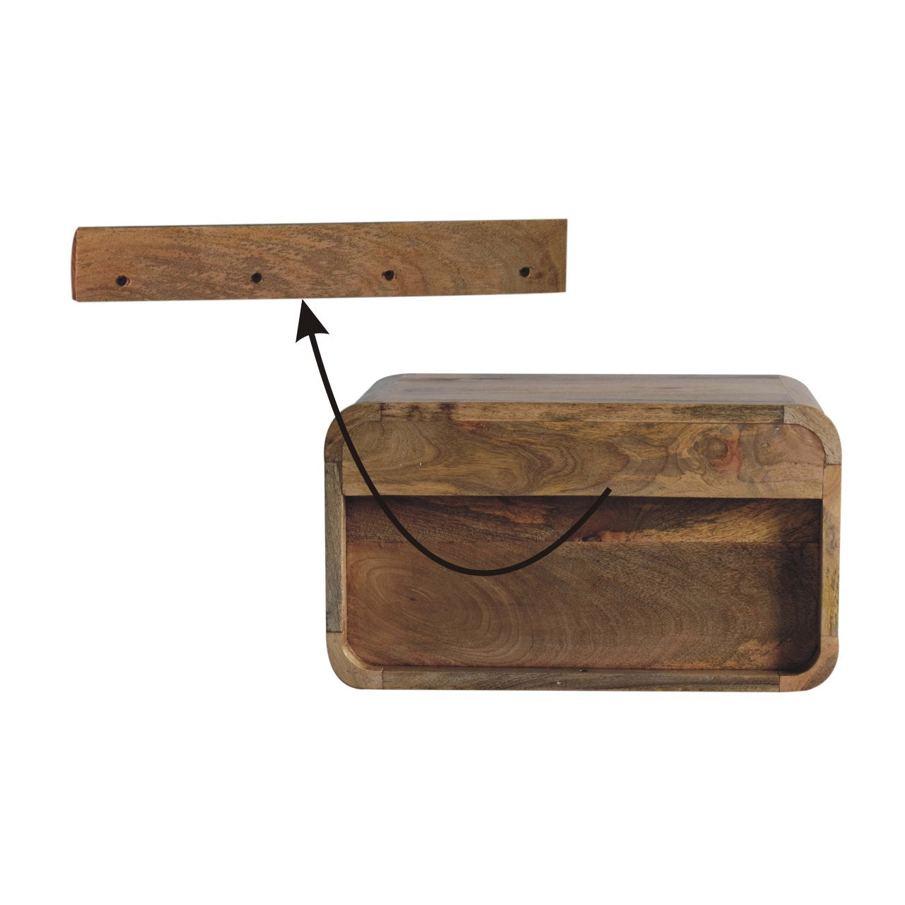 Large Oak-style Curve Upper Slot Floating Bedside