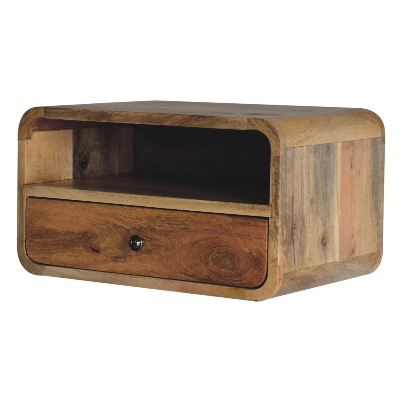 Large Oak-style Curve Upper Slot Floating Bedside