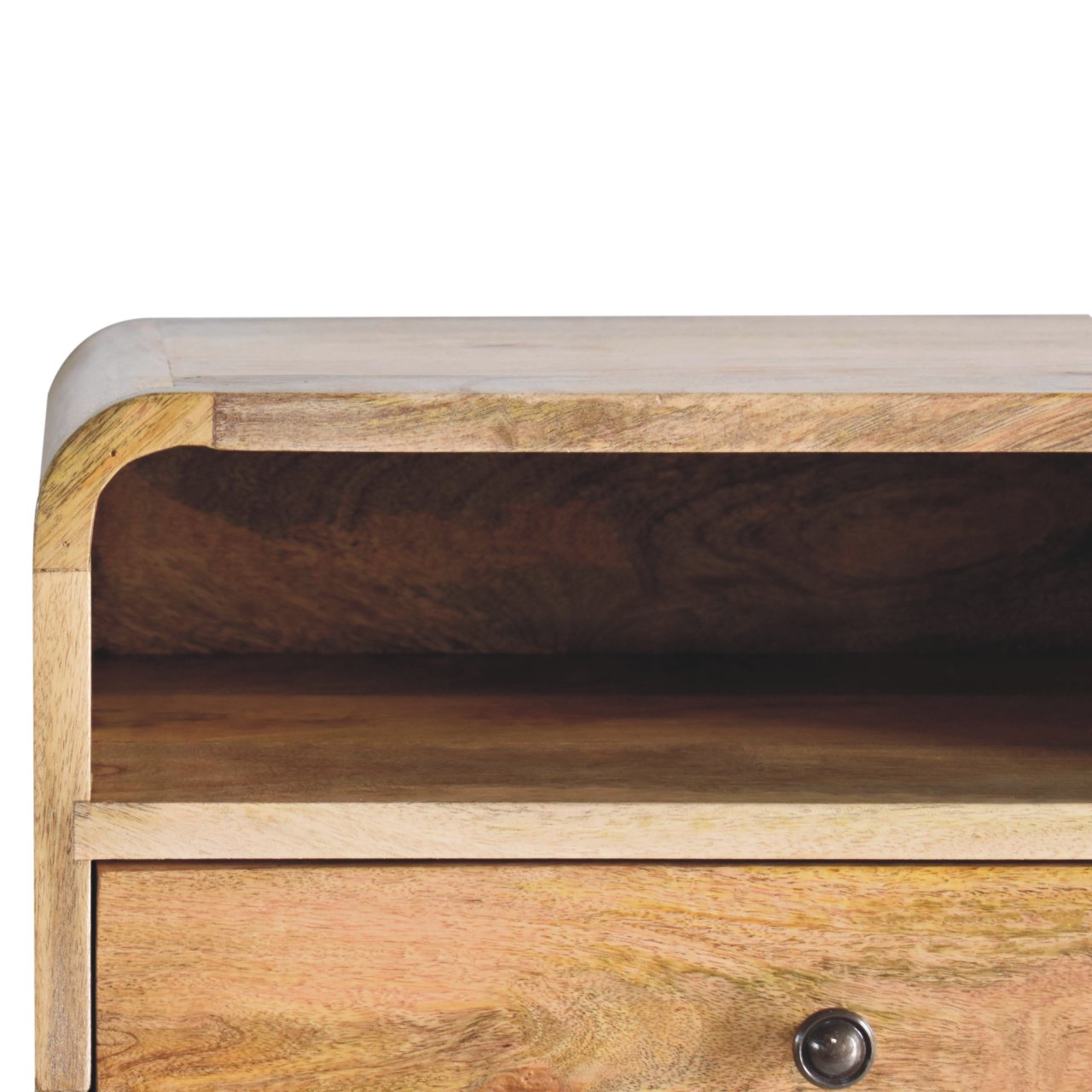 Large Oak-style Curve Upper Slot Floating Bedside