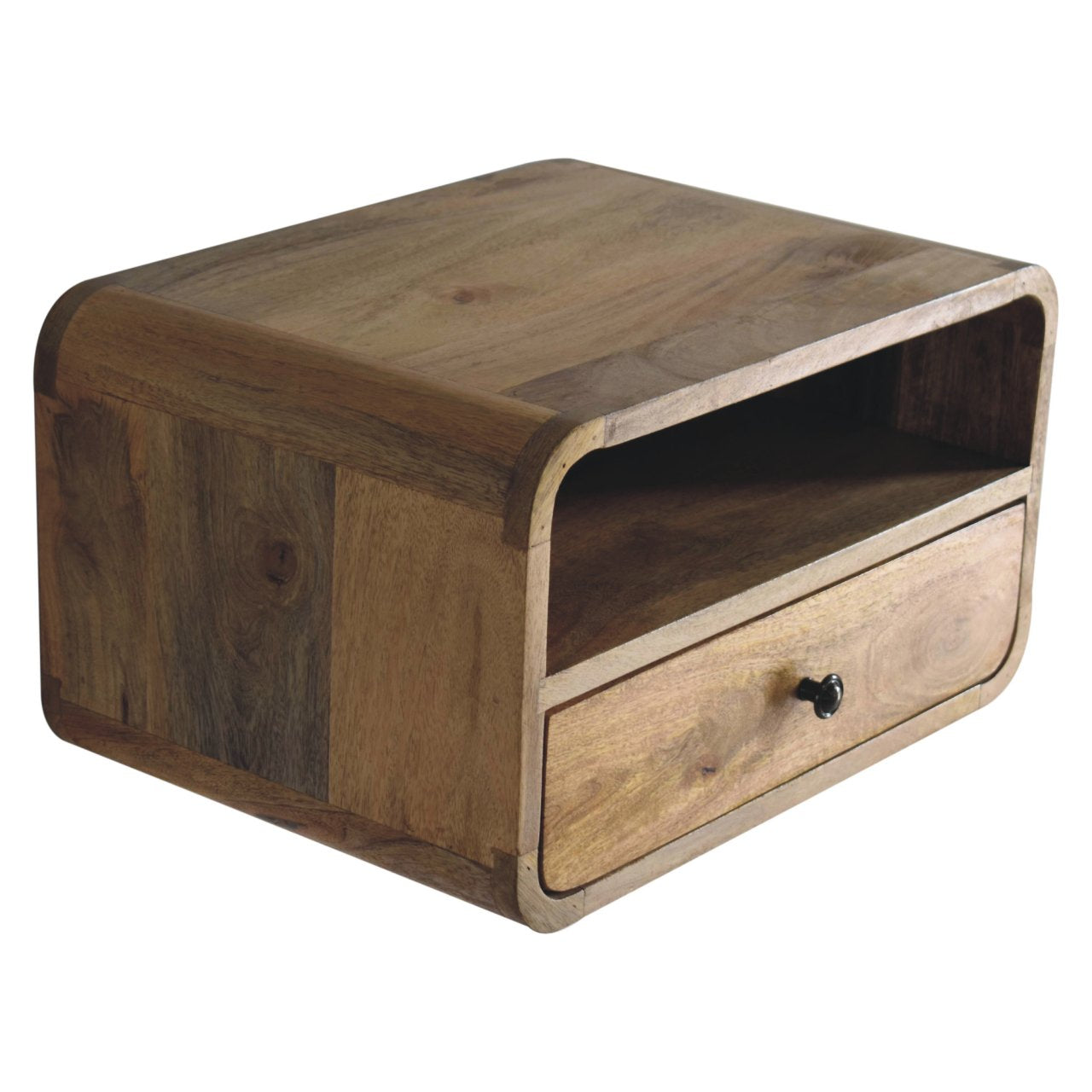 Large Oak-style Curve Upper Slot Floating Bedside