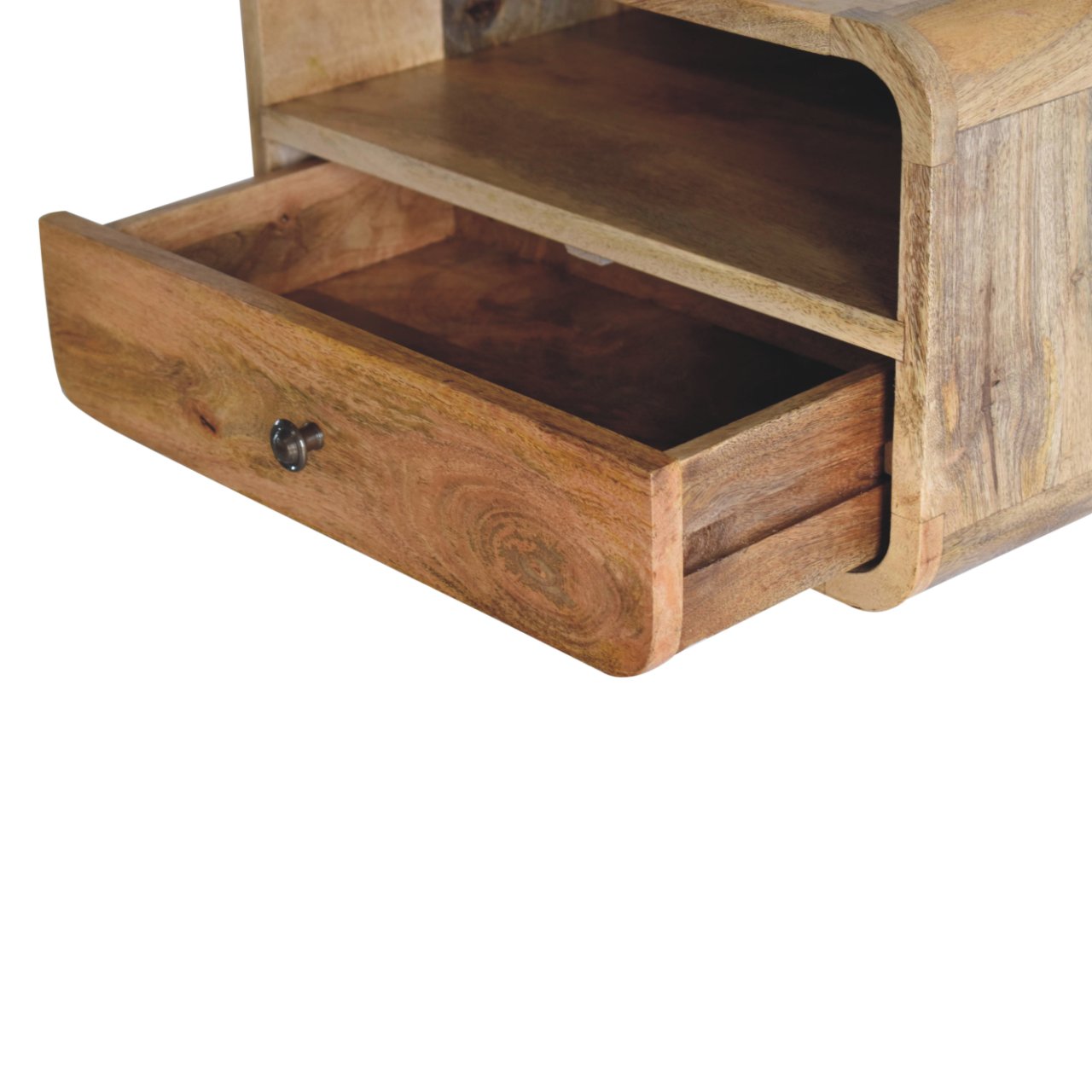 Large Oak-style Curve Upper Slot Floating Bedside