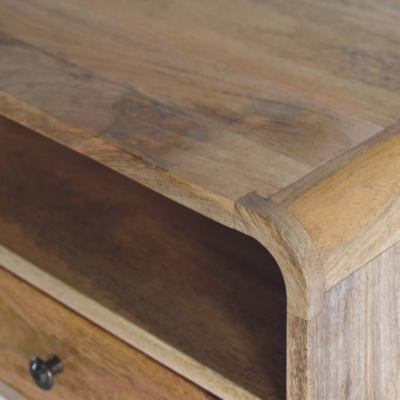 Large Oak-style Curve Upper Slot Floating Bedside