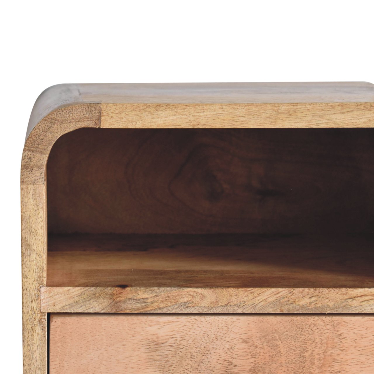 Extra Mini Wall Mounted Curved Oak-style Bedside with Open Slot