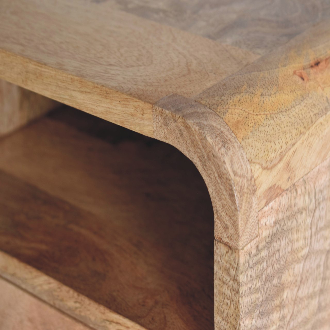 Extra Mini Wall Mounted Curved Oak-style Bedside with Open Slot