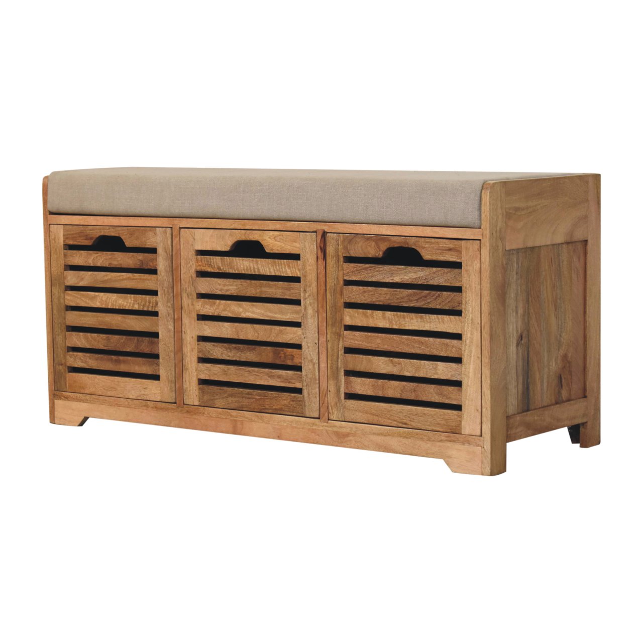 Shutter Oak-Style Shoe Bench
