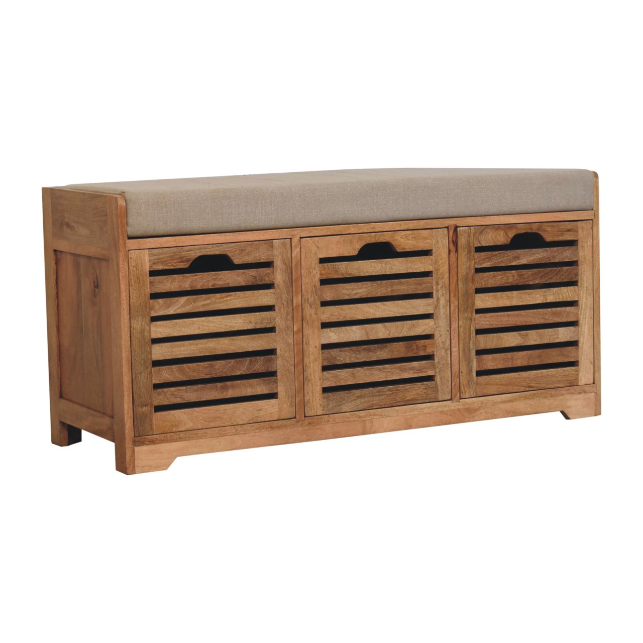 Shutter Oak-Style Shoe Bench