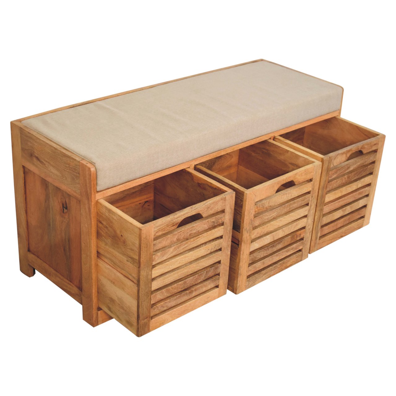 Shutter Oak-Style Shoe Bench