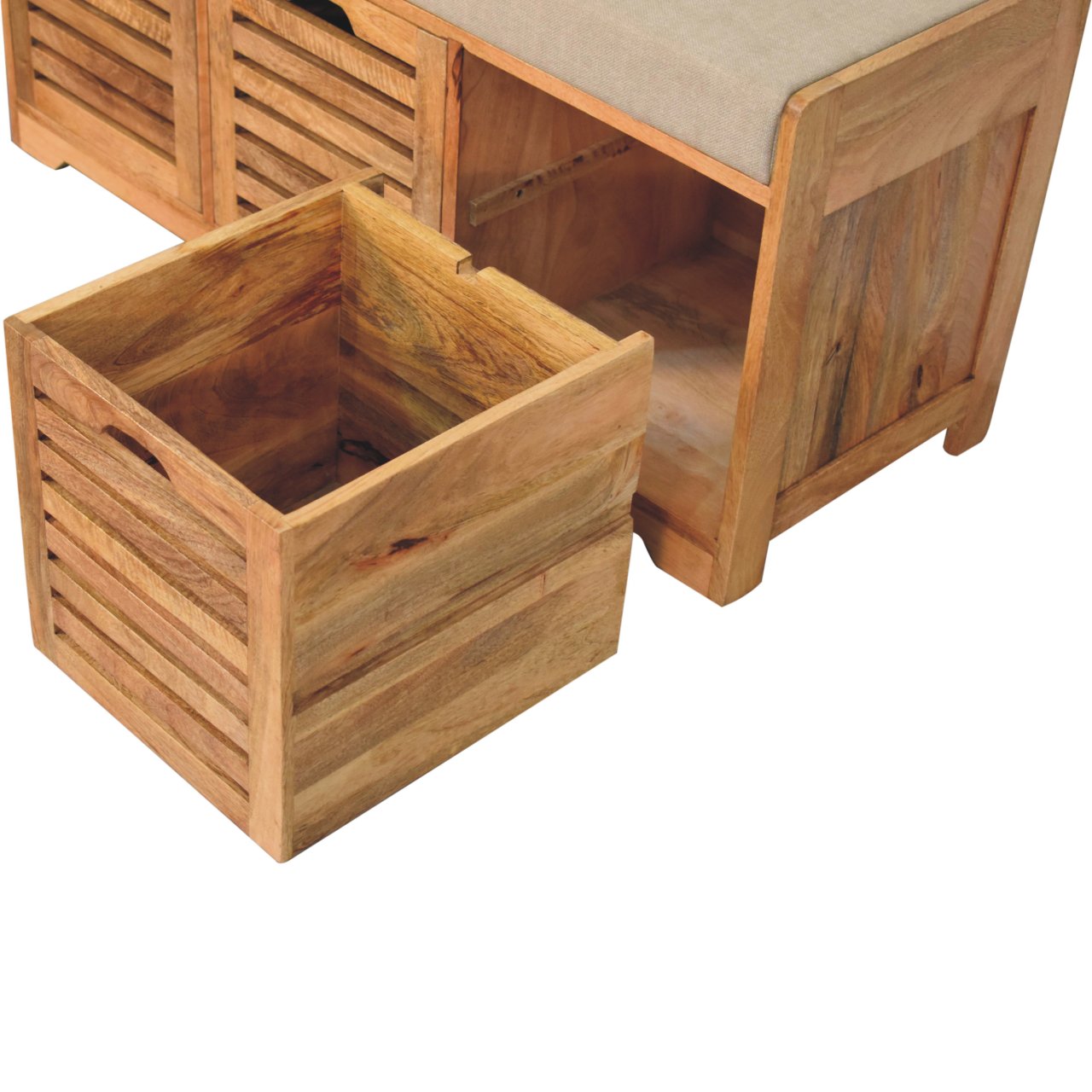 Shutter Oak-Style Shoe Bench