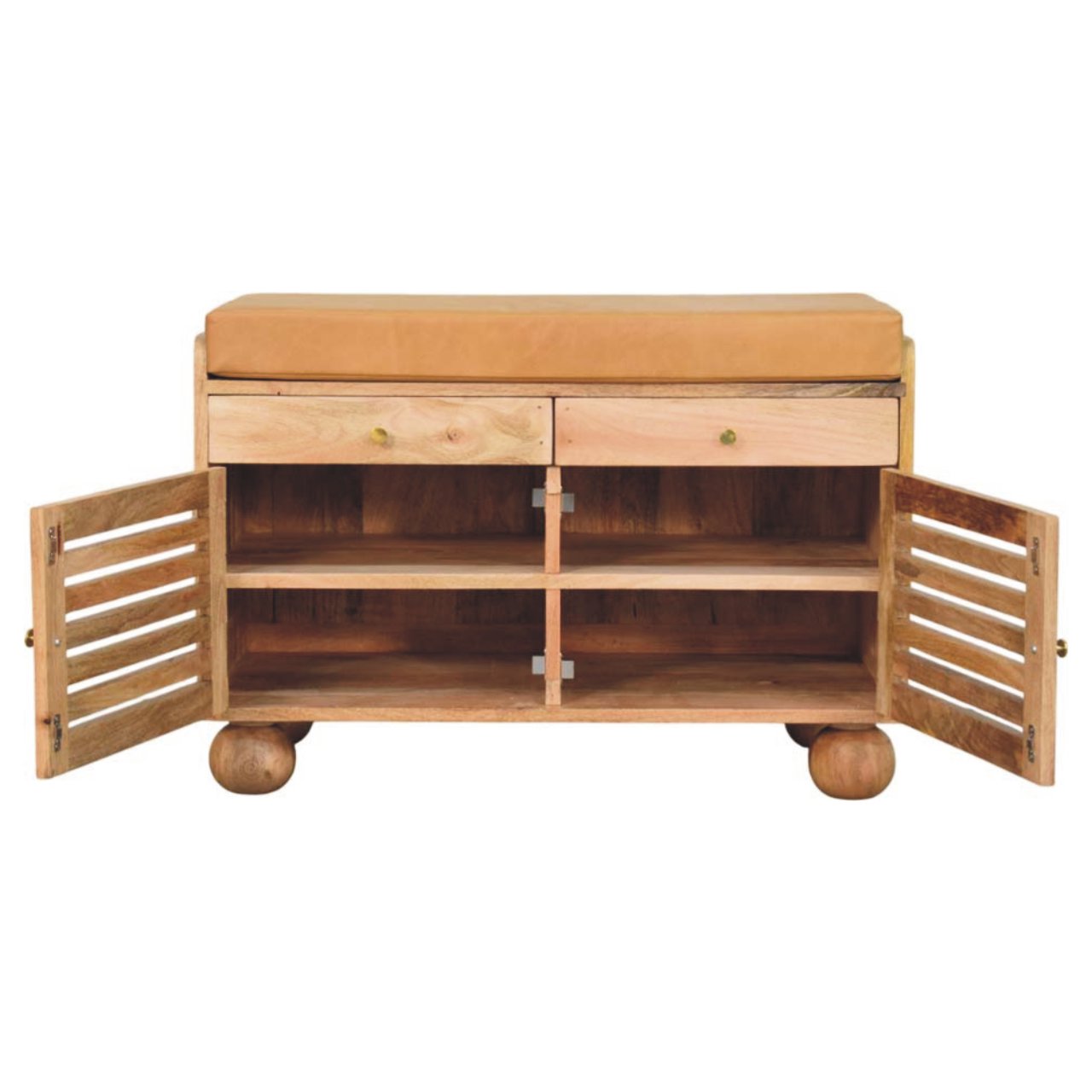 Windsor Shutter Oak-style Shoe Rack with 2 drawers