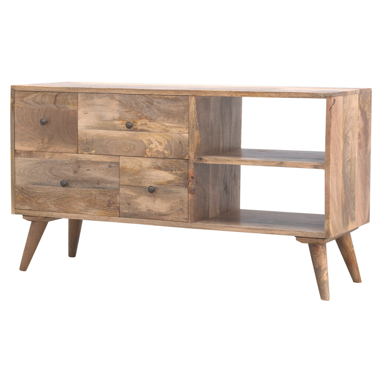 Oak-Style Multi Drawer Media Unit