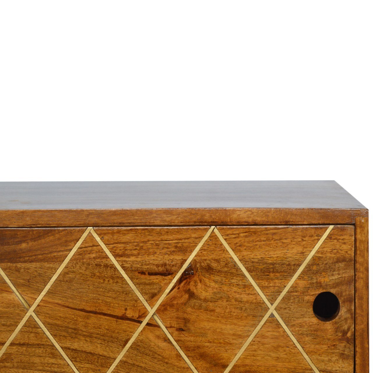 Solid Wood Brass Inlay Media Unit