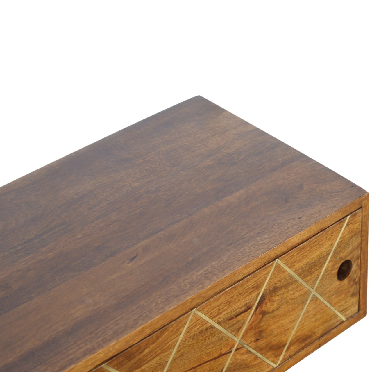 Solid Wood Brass Inlay Media Unit