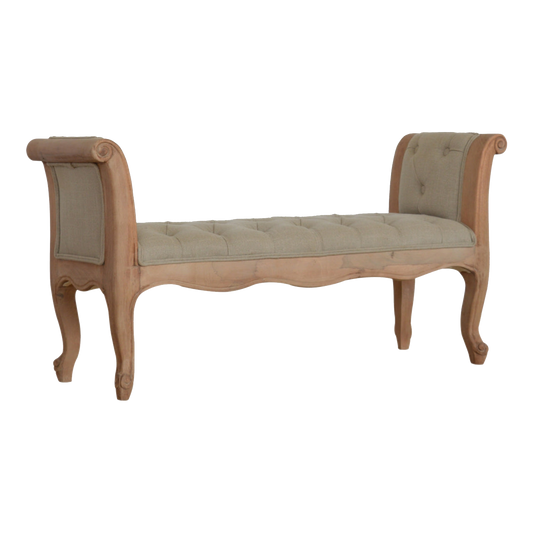 Carved French Style Mud Linen Bench