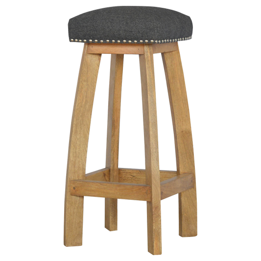 Black Tweed Studded Bar Stool