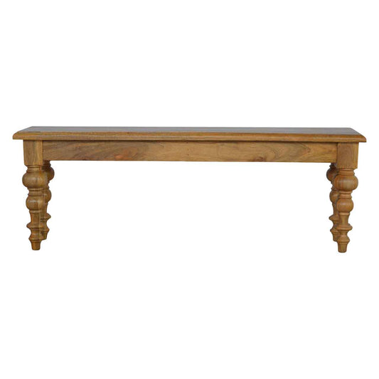 Solid Wood low Bench with Turned Feet