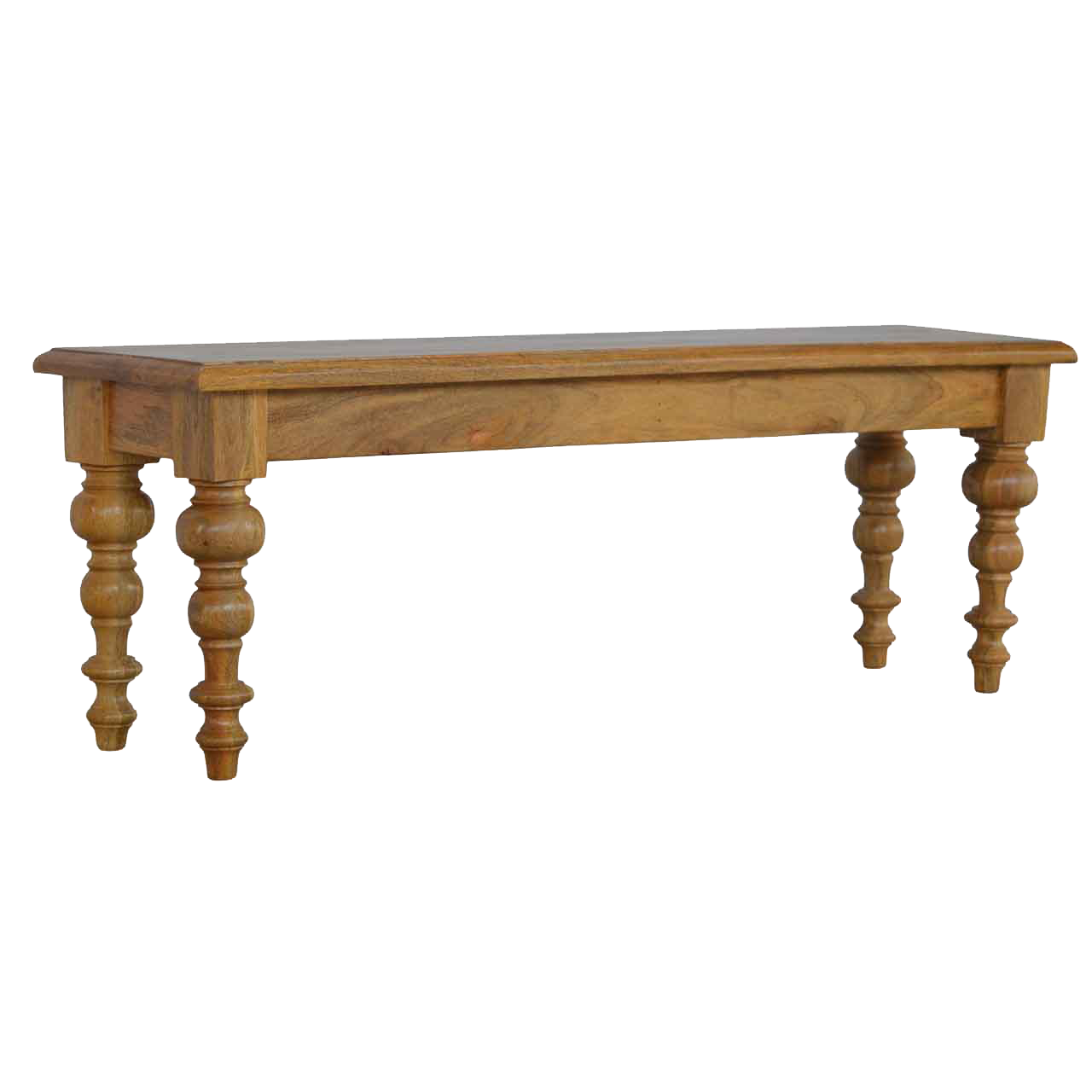 Solid Wood low Bench with Turned Feet