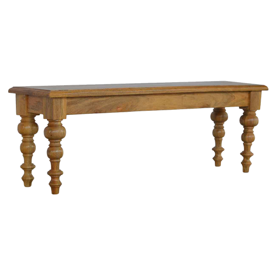 Solid Wood low Bench with Turned Feet