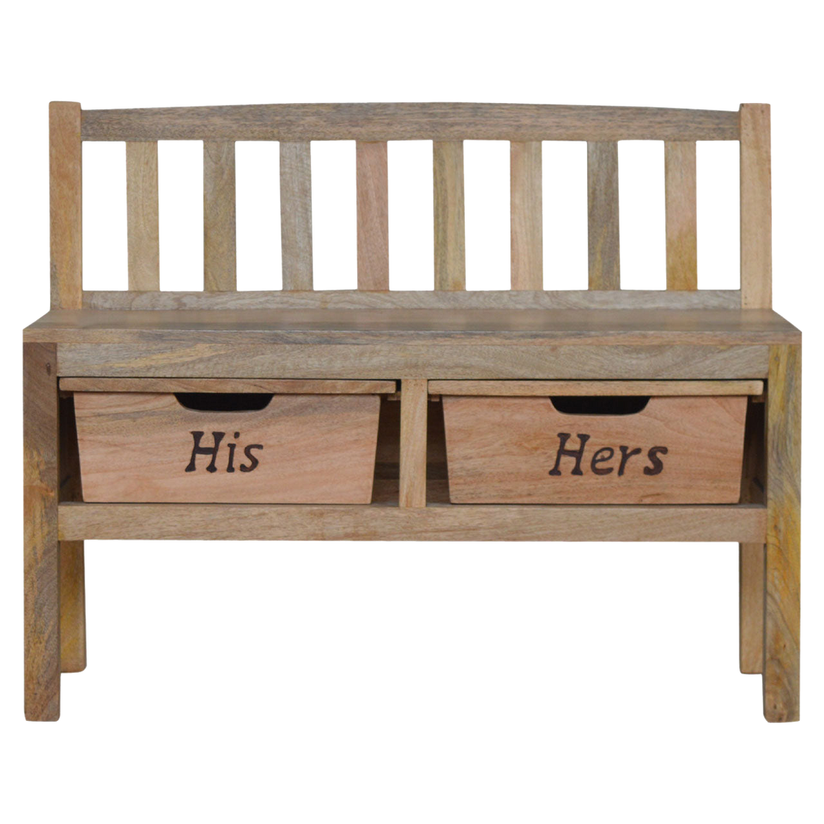 His & Hers Carved Storage Bench