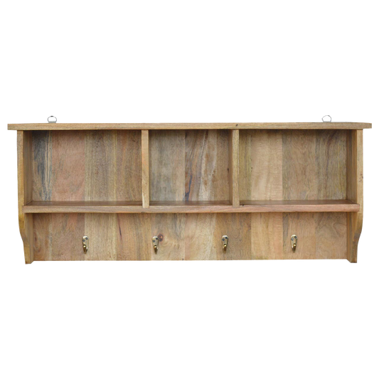 Floating Coat Rack with 3 Shelves