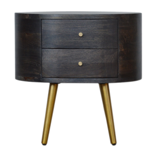Ash Black Bedside with Brass Legs