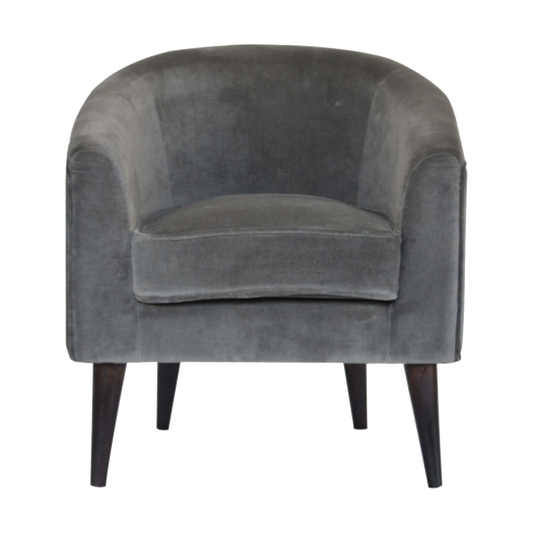Grey Velvet Nordic Style Armchair