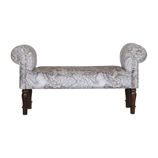 Map Printed Bedroom Bench